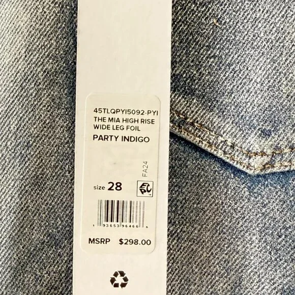 Joe's Jeans The Mia High Rise Foil Wide Leg Denim Party Indigo Metallic 28 NWT - Picture 7 of 15